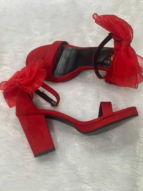 Red Sleek Organza Heels