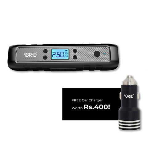 COMBO OFFER- iGRiD Tyre Inflator (Black) and Car Charger