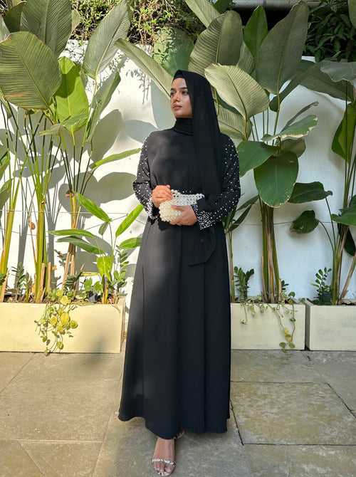 Ainaz Pearl Dress - Black