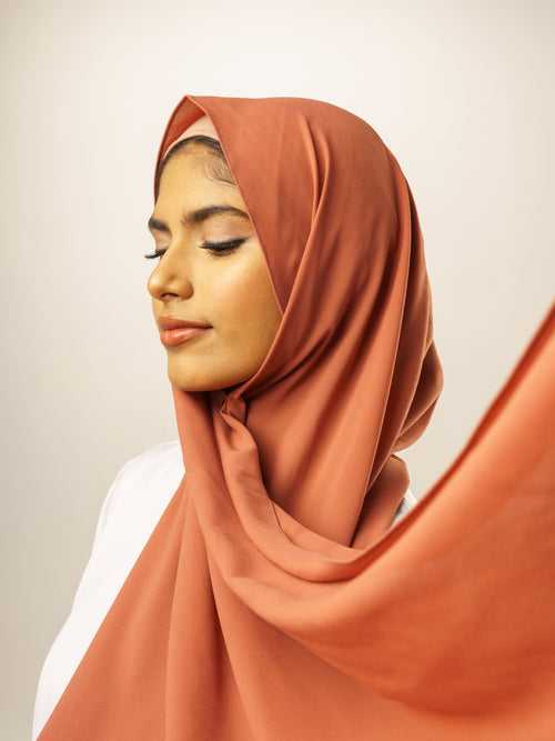 Malaysian Georgette Hijab - Dark Peach