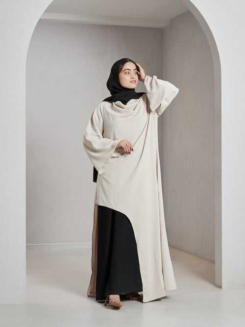 Jazibah Asymmetric Dress - Beige