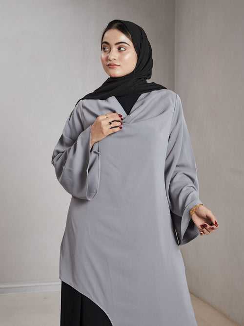 Jazibah Asymmetric Dress - Grey