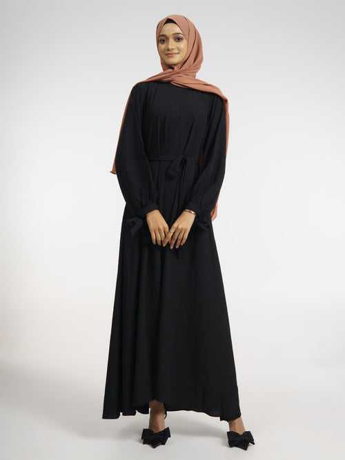 Nadia Linen Dress- Black (Comes with a belt)