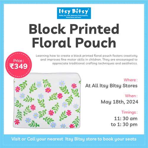 Block Printed Floral Pouch