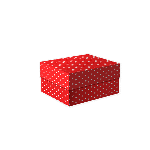 Gift Box Loving Hearts Red and white L15.5 x W10.5 x D6.5cm 1pc