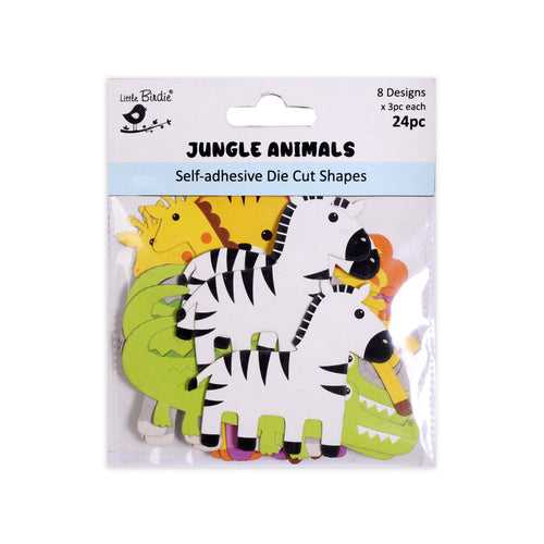 Self - Adhesive Die Cut Shapes - Jungle Animals, 24pc, 1 Sheet