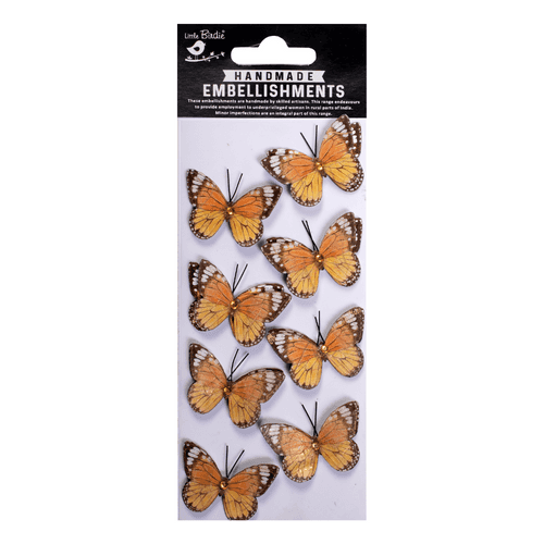 Handmade Stickers - Tropical Butterfly, Sunny Yellow, 8pc, 1 Sheet