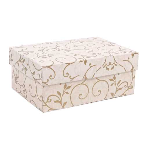 Gift Box Floral Swirls Ivory Shimmer L15.5 X W10.5 X D6.5(cm)