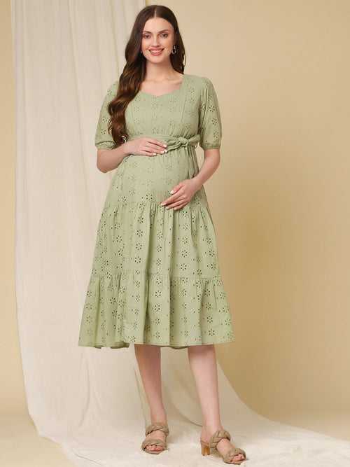 Maternity Mint Green Cotton Dress