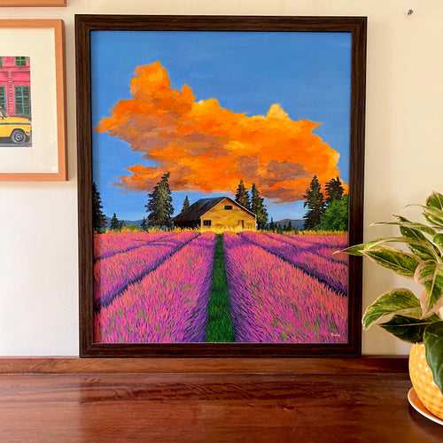 The Lavender field sunset - Painting