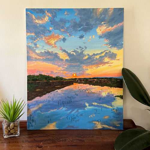 Sunset at the hill - Painting