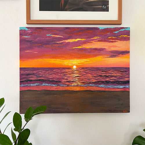 The Pink Sunset - Painting