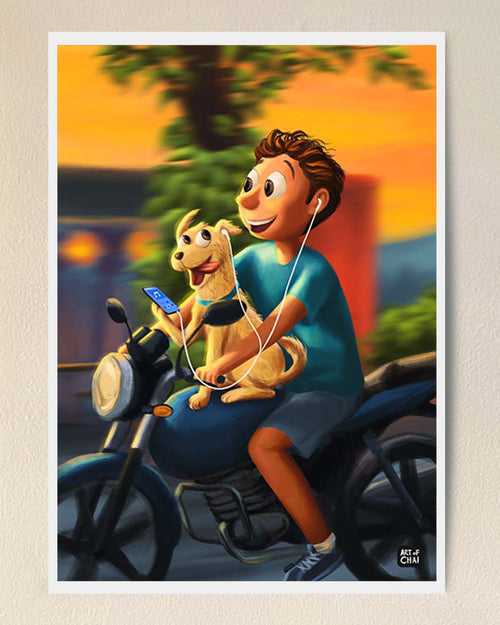 Ride with my Doggo - Art Print