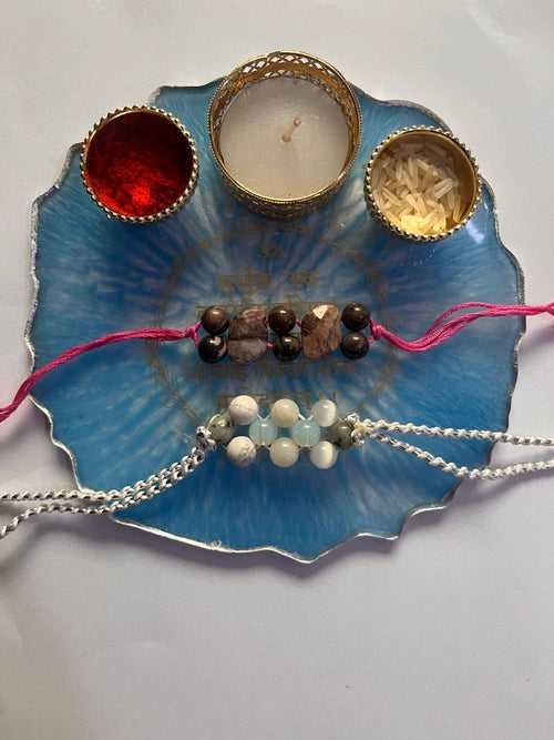 Customized Blue Mantra Rakhi Pooja Thalli