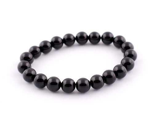 Elegant Black Agate Bracelet - 8mm Beads | Brahmatells