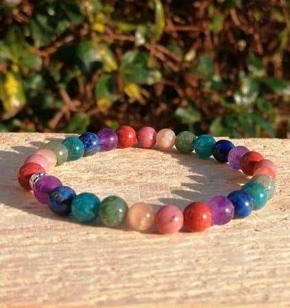 Rainbow Gemstone, Chakra Bracelet, Natural Crystals, Beaded Bracelet, Positive Energy, Balancing & Harmony, Yoga