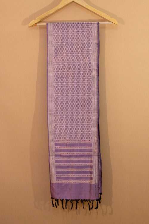 Handwoven Lilac Banarasi Muffler