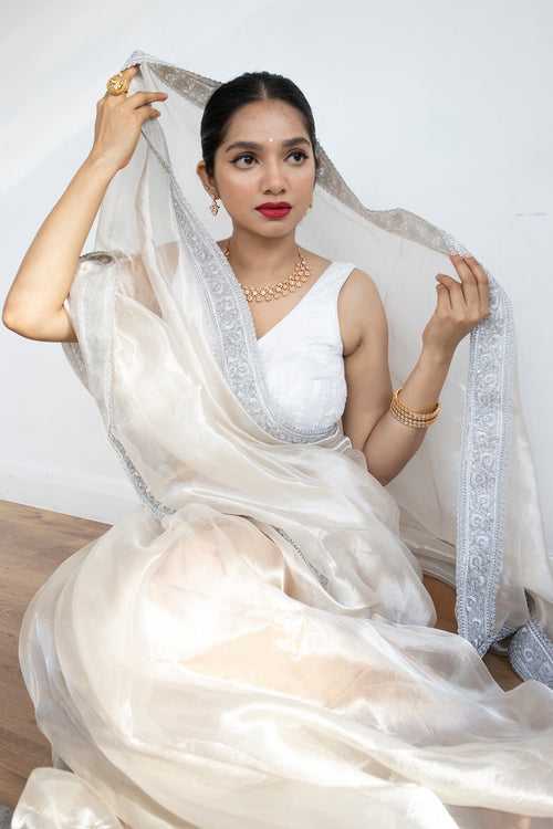 Silver Tissue Saree