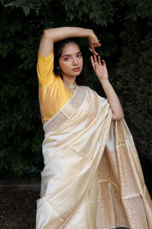 Handloom Yellow Banarasi Silk Blouse