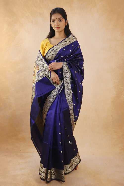 Deep Blue Banarasi Silk Saree