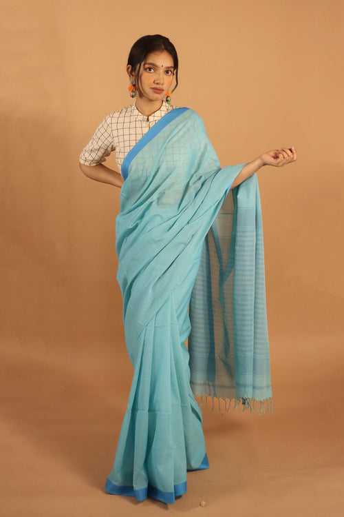 Blue Pure Cotton Saree