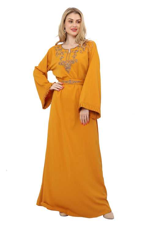 Yellow Ochre Moroccan Handmade Caftan Dress