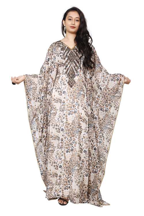Arabian Farasha Maxi With Leopard Print Georgette Fabric