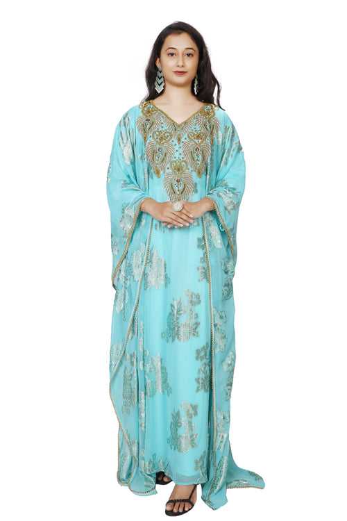 Traditional Wedding Caftan Dress with Crystal Hand Embroidery