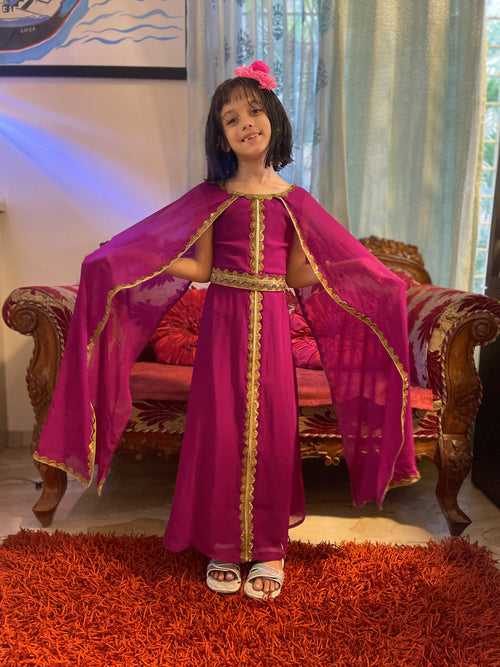 Jalabiya Evening Gown For Kids with Cape
