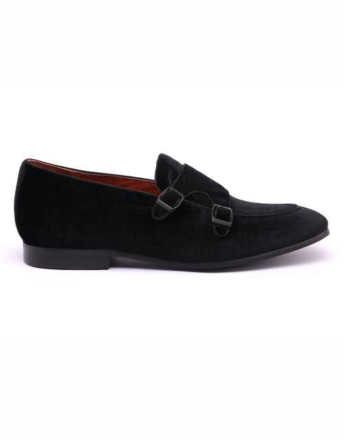 Black Velvet Double Monk Loafer