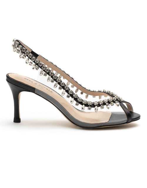 Black Studded Perspex Open Toe Sandals