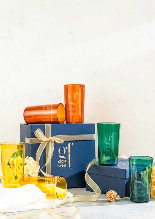 Juliette Glasses - Yellow, Amber, Teal (Set of 6)