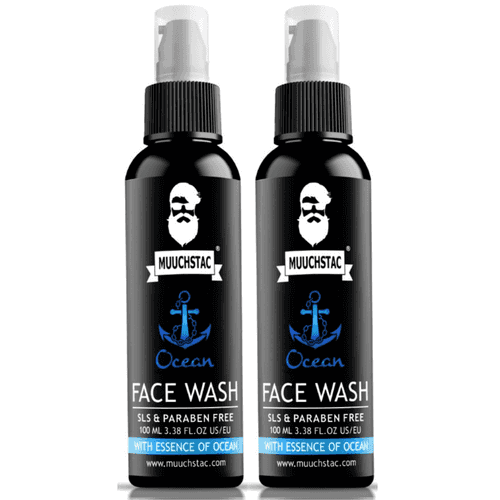 Muuchstac Ocean Face Wash for Men | Fight Acne & Pimples, Brighten Skin, Clears Dirt, Oil Control, Refreshing Feel - Multi-Action Formula | Pack of 2, 100 ml each
