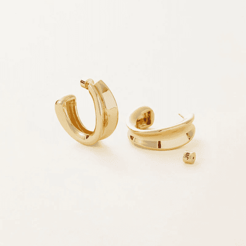 14K Gold Plated Statement Doune Hoops