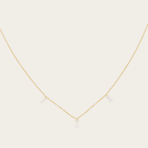 14K Gold Trio Baguette Lab-Grown Diamond Necklace