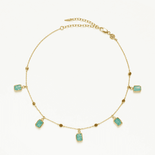 18K Gold Plated Amazonite Charm Choker