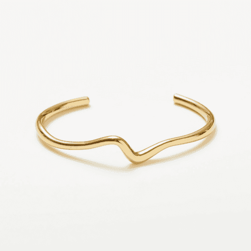 18K Gold Plated Molten Wave Cuff Bracelet