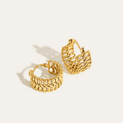 Gold Double Chain Hoop Earrings