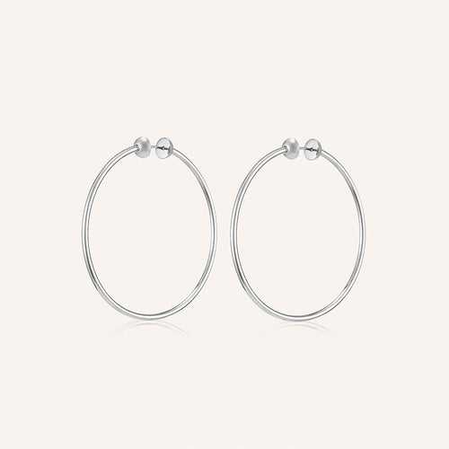 Rhodium Silver Icon Hoop Earrings