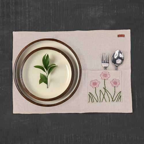Floral Hand emroidered Placemat set of 6