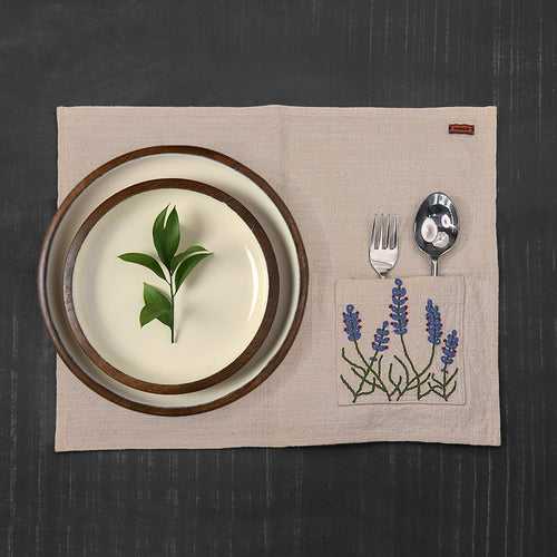 Botanical Hand emroidered Placemat set of 6