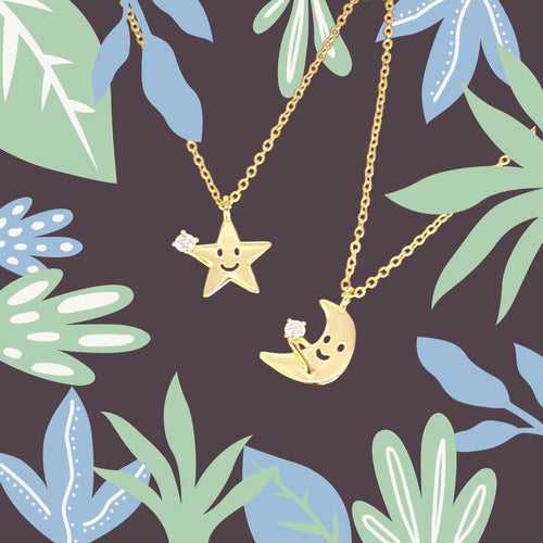 Gold Moon & Star Necklace