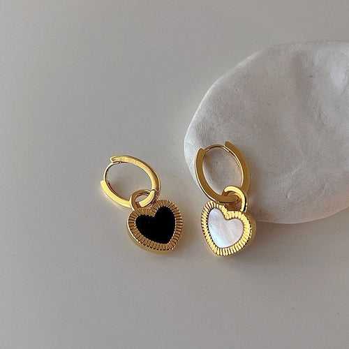 Yin Yang Heart Charm Hoops