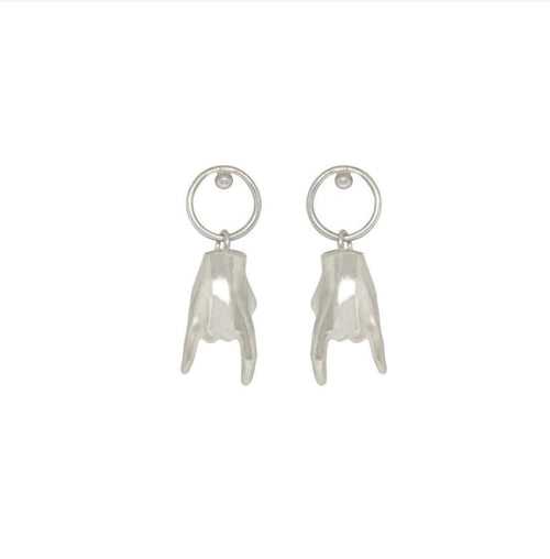 Rock n Roll Gesture Earrings 925 Sterling Silver