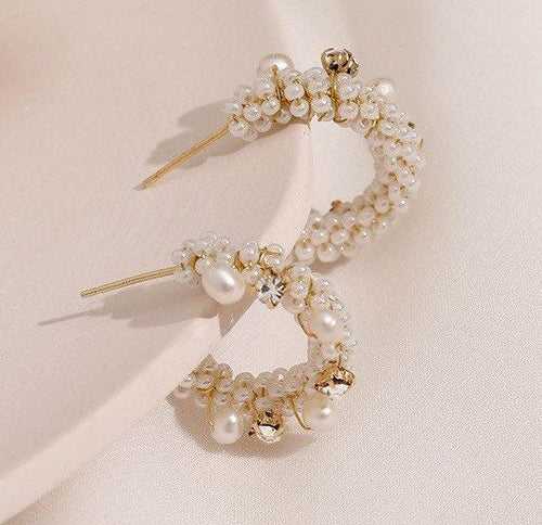 Real freshwater pearls hoops| Baroque pearls hoops| Gold hoops| Elegant | Best gift| Dainty| Handmade| Mothers Day Gift