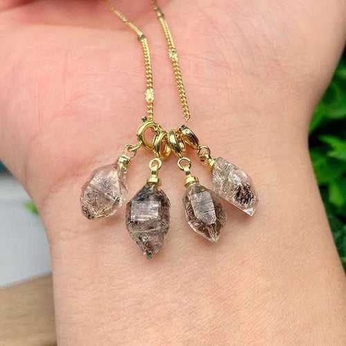 Rare Salt & pepper Herkimer Diamond Pendant | 12-14mm| Large Herkimer Diamond Pendant | Pakistan Herkimer Diamond| Raw Herkimer