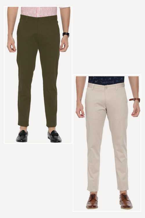 Bronx Chinos -  Cotton Lycra Trouser Combo - 02 (Pack of 2)