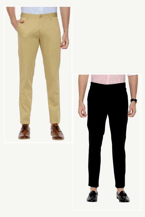 Bronx Chinos -  Cotton Lycra Trouser Combo - 04  (Pack of 2)