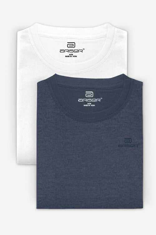 Ariser Cotton Round Neck Solid T-Shirt Combo - 203 (Pack Of 2)