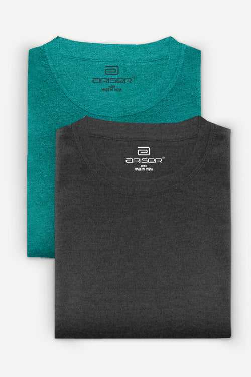 Ariser Cotton Round Neck Solid T-Shirt Combo - 209 (Pack Of 2)